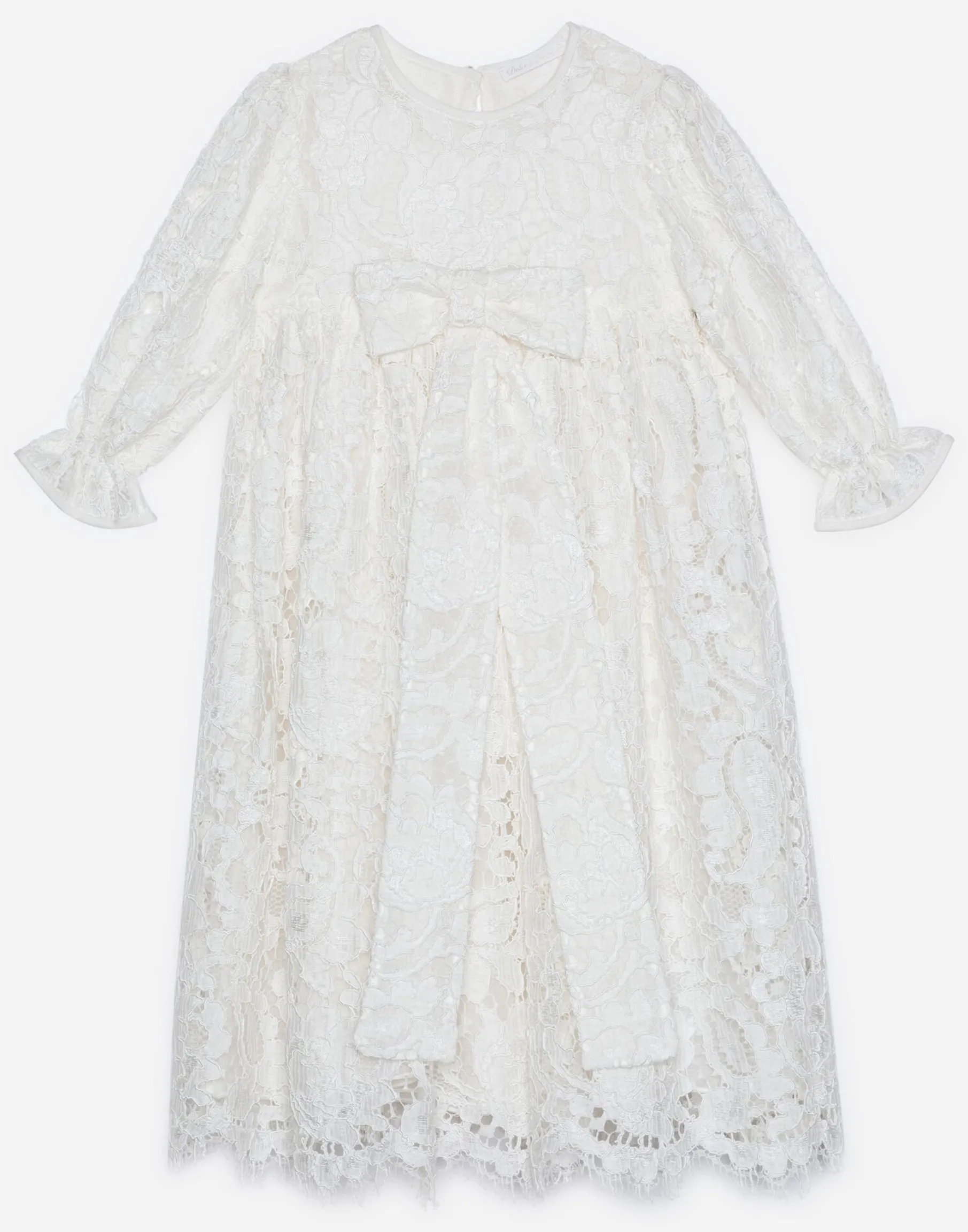 Long-sleeved galloon lace dress