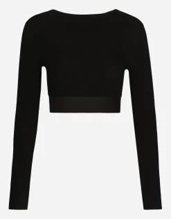 Long-sleeved jersey top with branded elastic