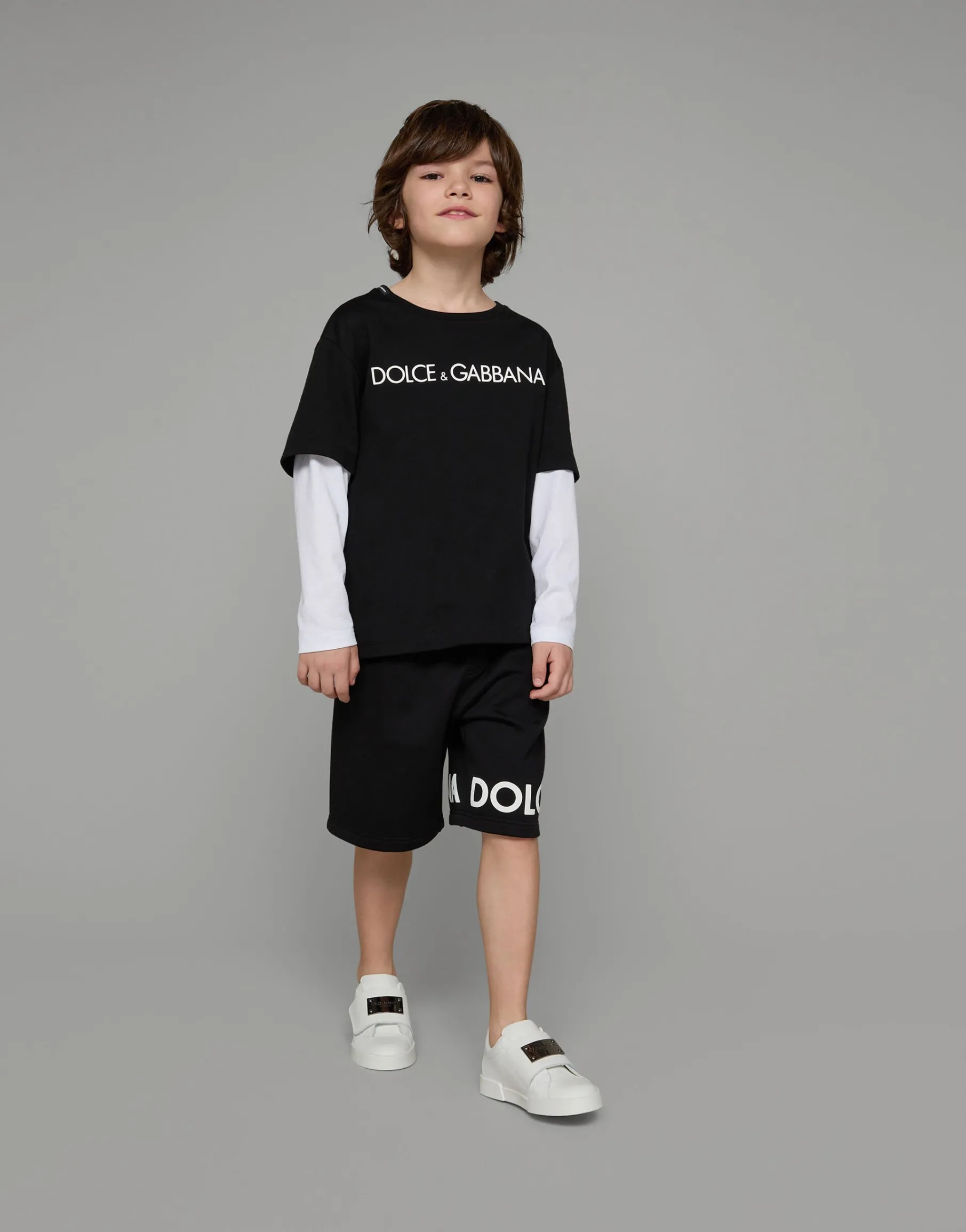 Long-sleeved jersey T-shirt with logo print
