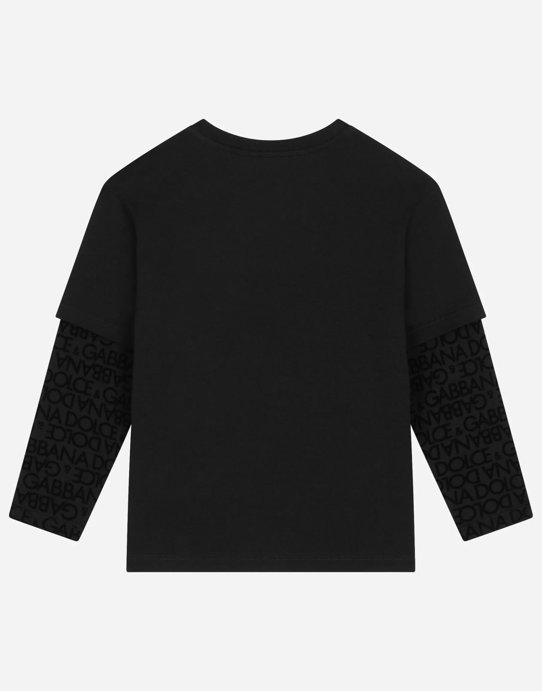 Long-sleeved jersey T-shirt with flocked logo print