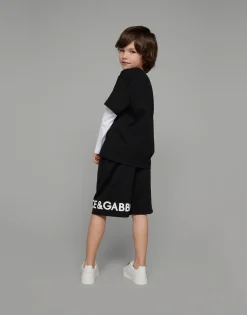 Long-sleeved jersey T-shirt with logo print