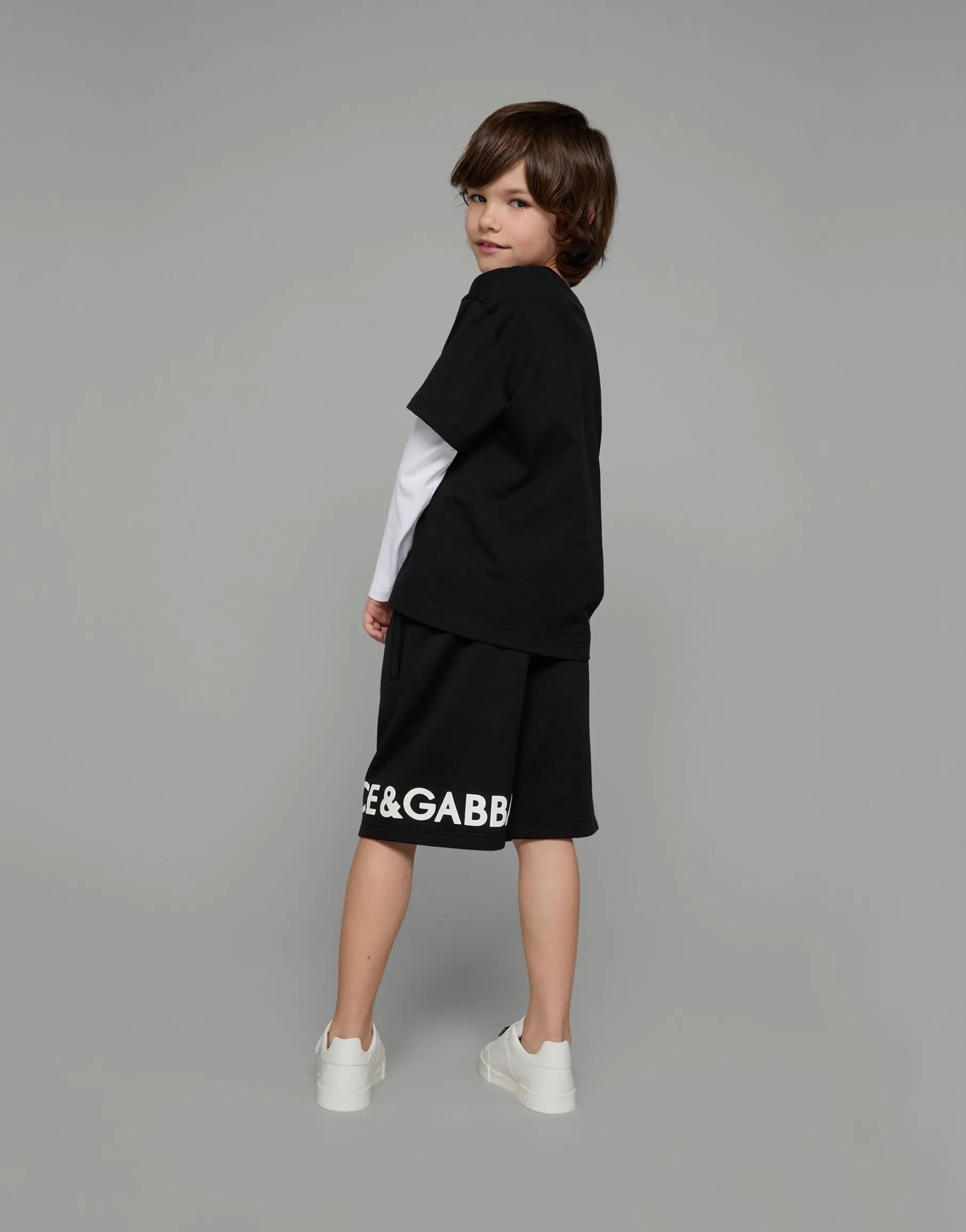 Long-sleeved jersey T-shirt with logo print