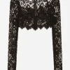 Long-sleeved lace corset top