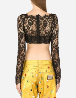 Long-sleeved lace corset top