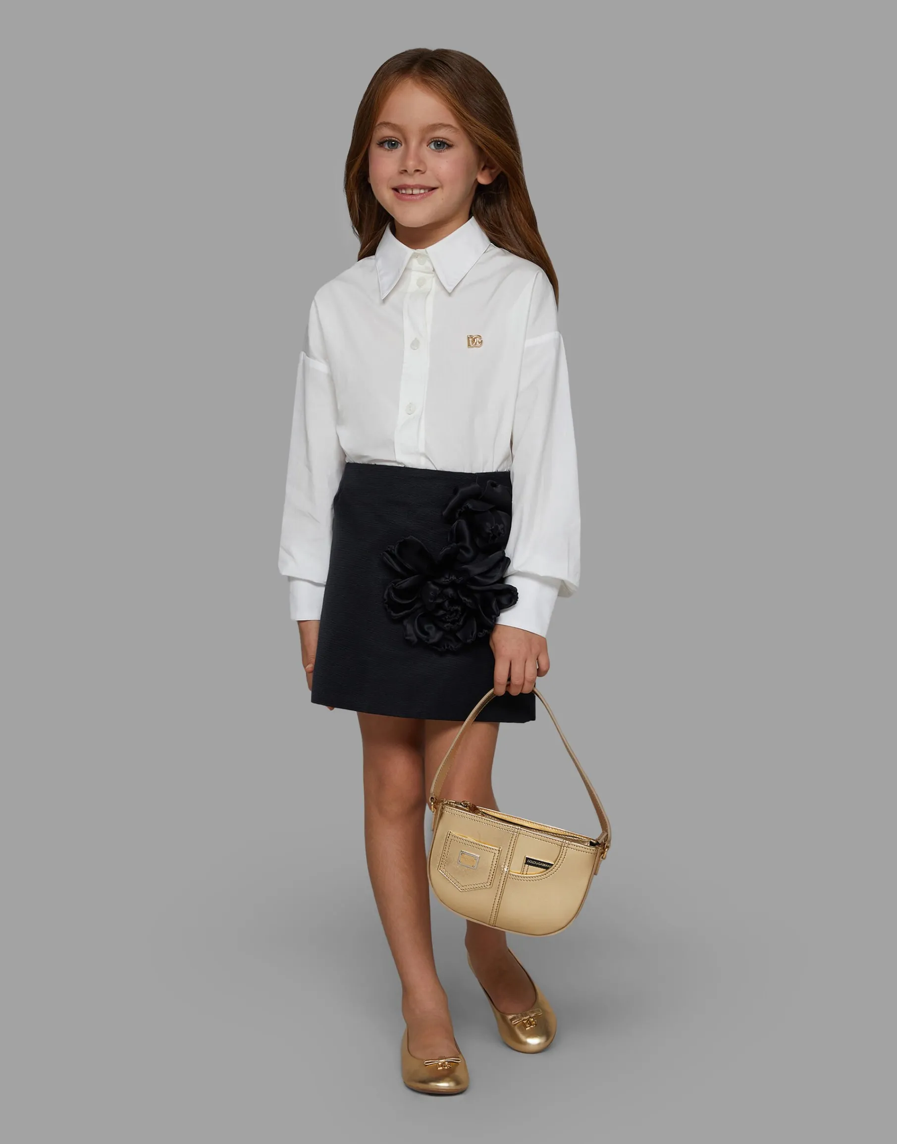 Long-sleeved poplin shirt with DG logo