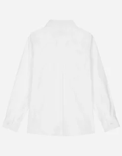 Long-sleeved poplin shirt with jacquard logo