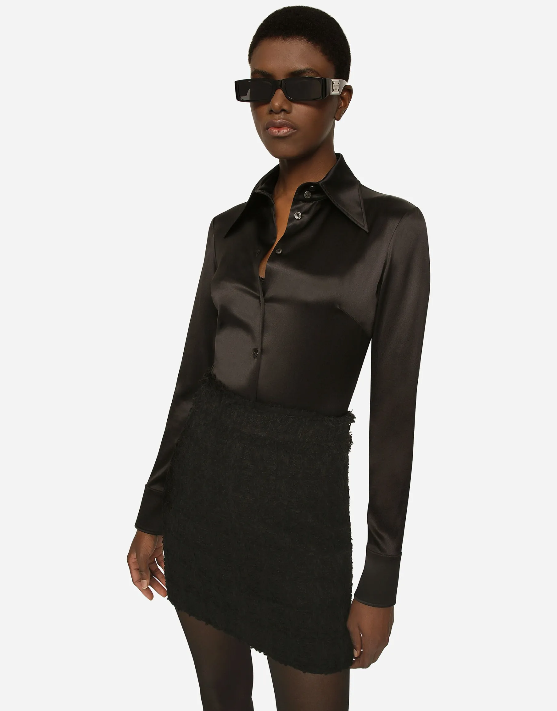 Long-sleeved silk shirt