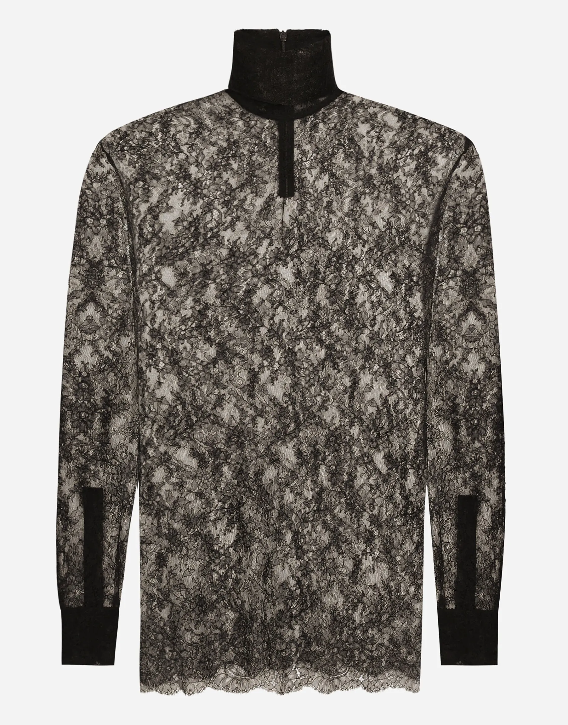 Loose lace turtleneck with shirt cuffs
