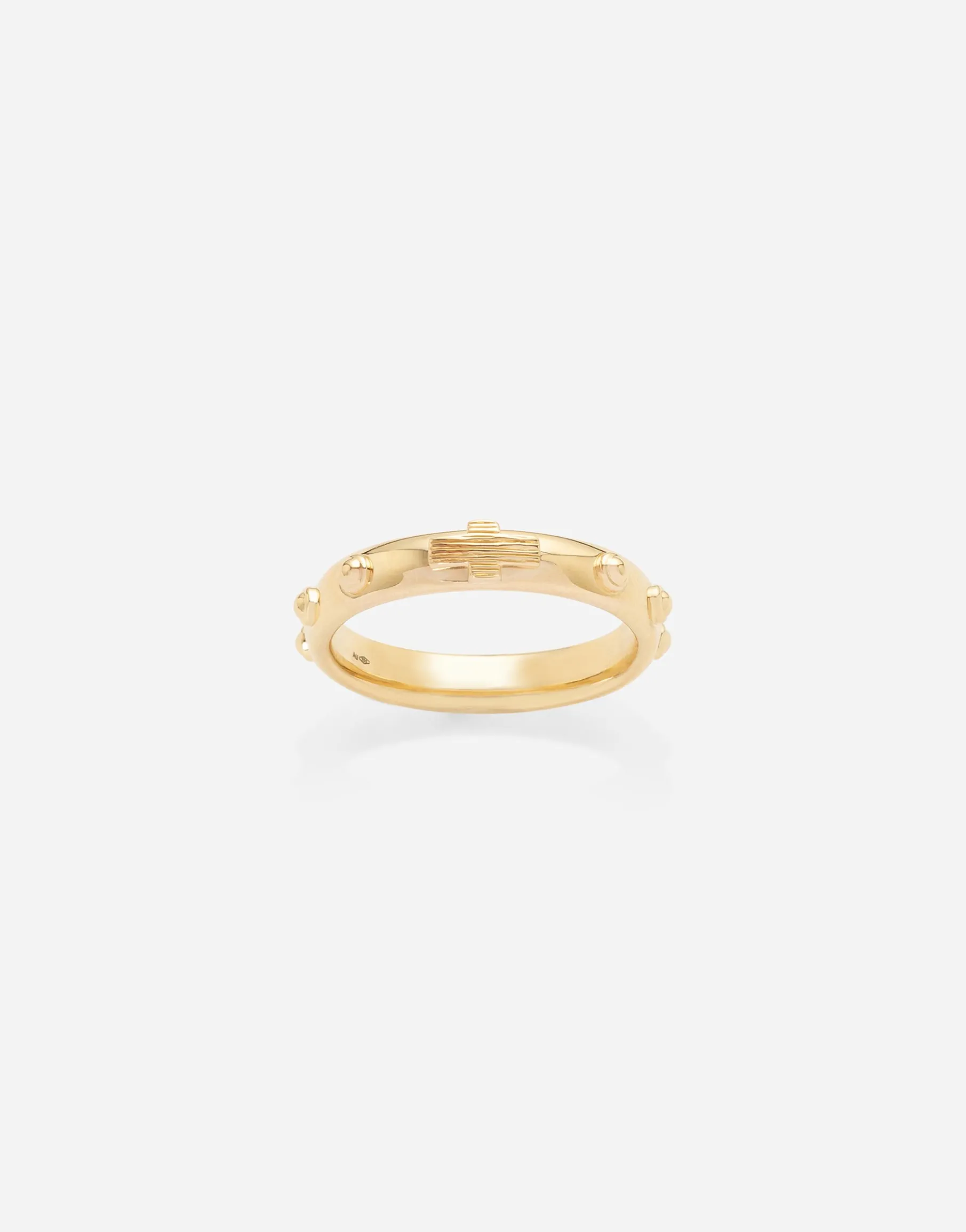 Love yellow gold rossary band with studs and brushed cross