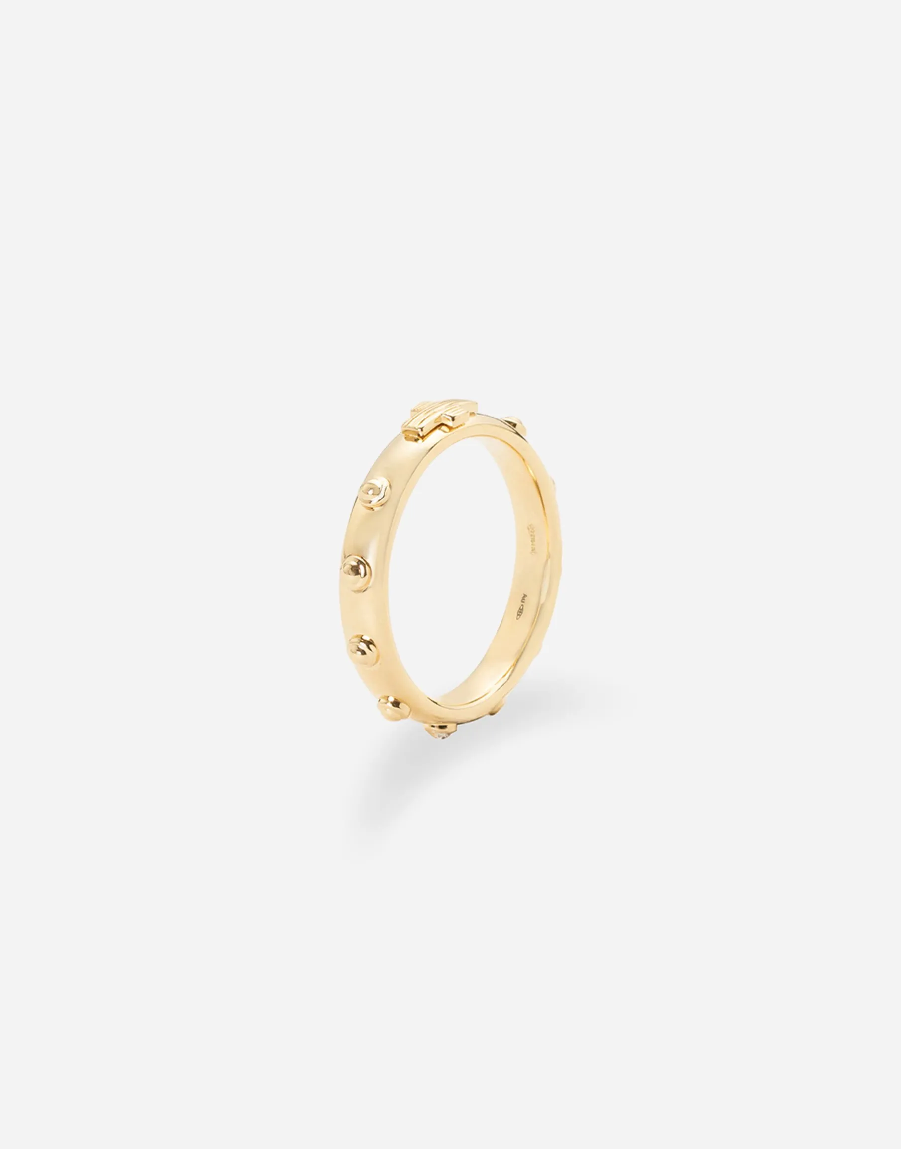 Love yellow gold rossary band with studs and brushed cross