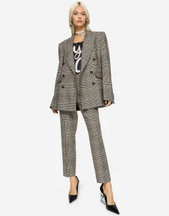 Low-rise glen plaid pants
