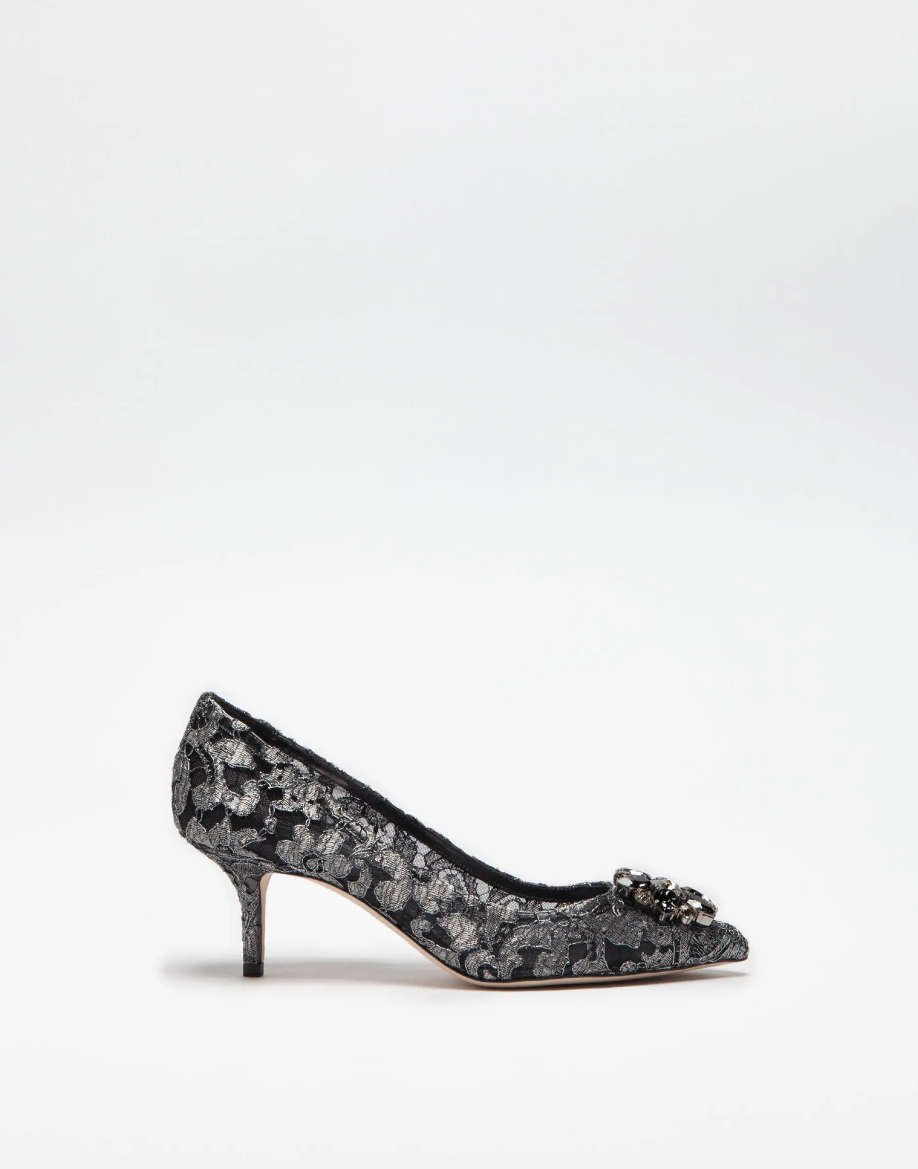 Lurex lace rainbow pumps with brooch detailing