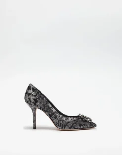 Lurex lace rainbow pumps with brooch detailing