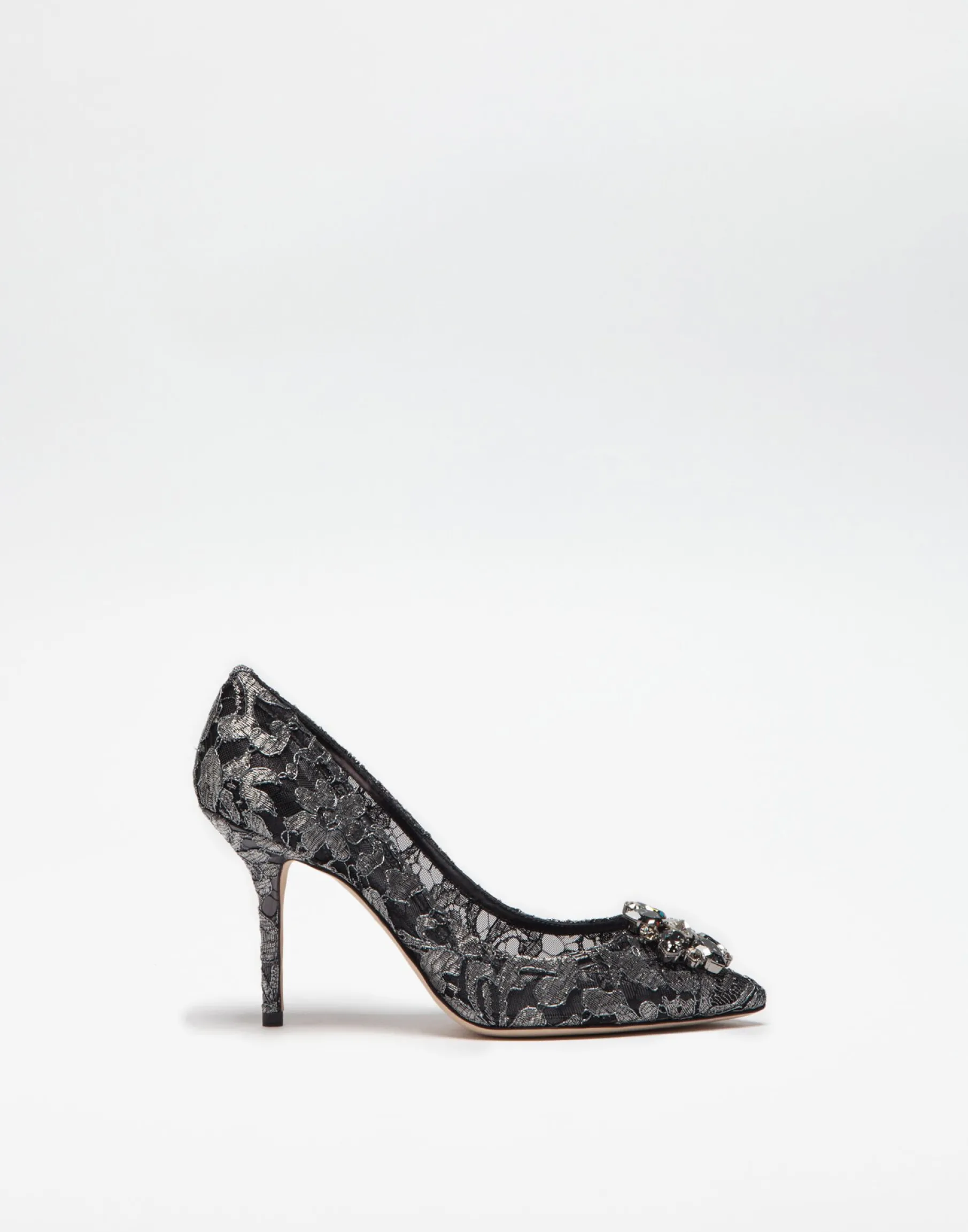 Lurex lace rainbow pumps with brooch detailing