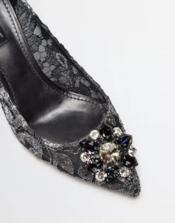 Lurex lace rainbow pumps with brooch detailing