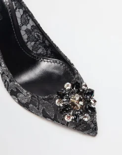 Lurex lace rainbow pumps with brooch detailing