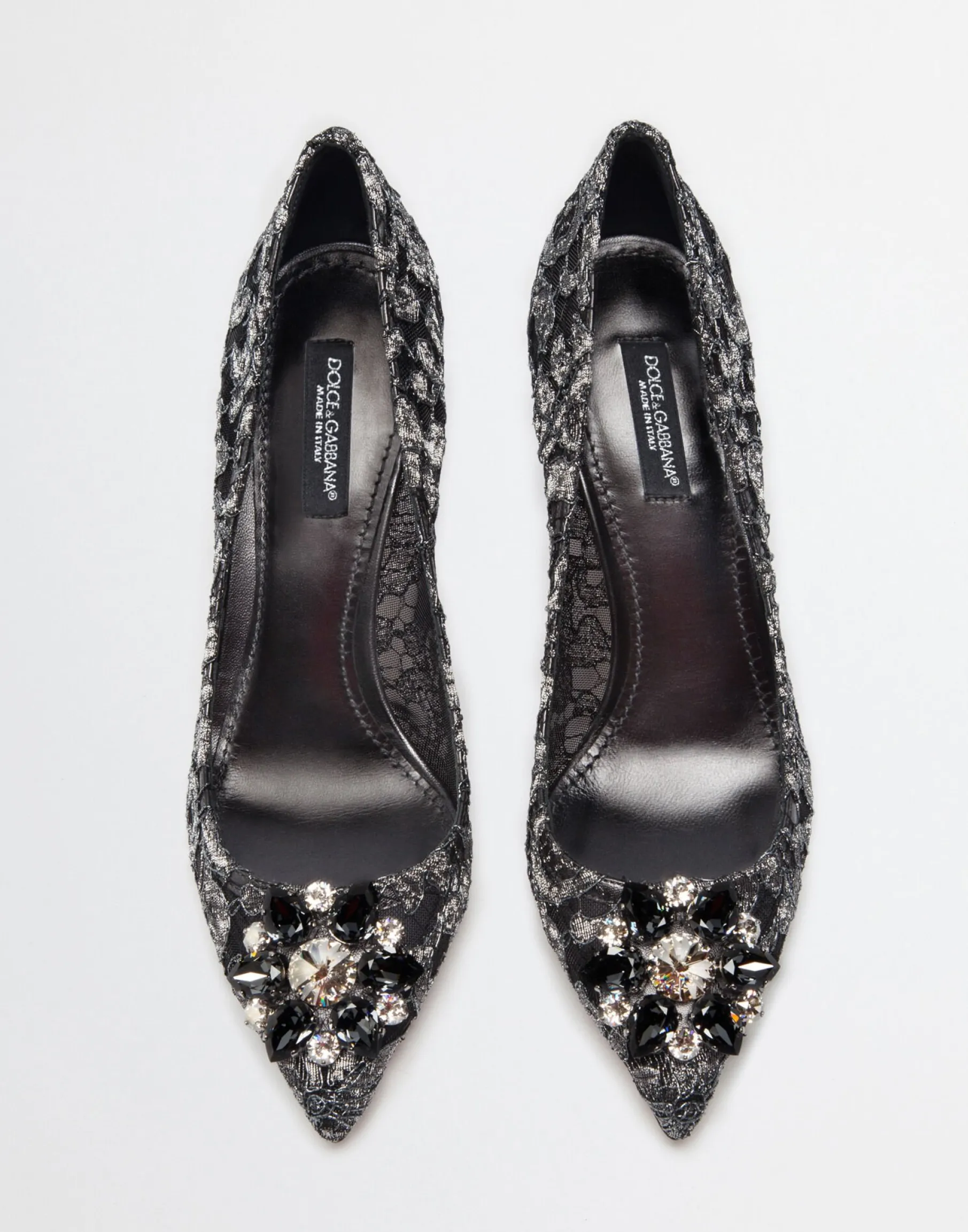 Lurex lace rainbow pumps with brooch detailing