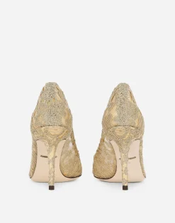 Lurex lace rainbow pumps with brooch detailing