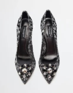 Lurex lace rainbow pumps with brooch detailing