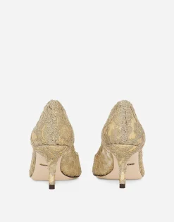 Lurex lace rainbow pumps with brooch detailing