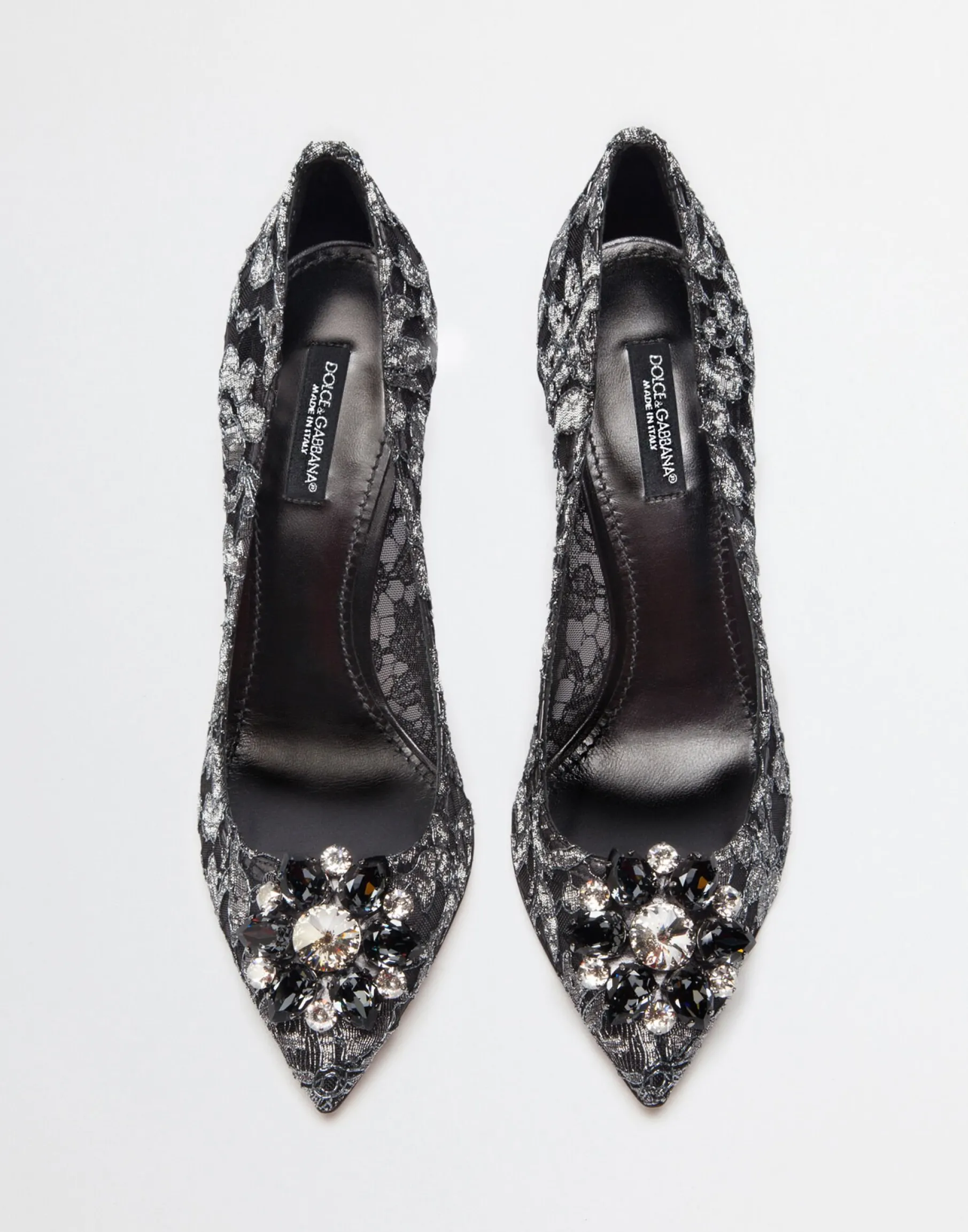 Lurex lace rainbow pumps with brooch detailing