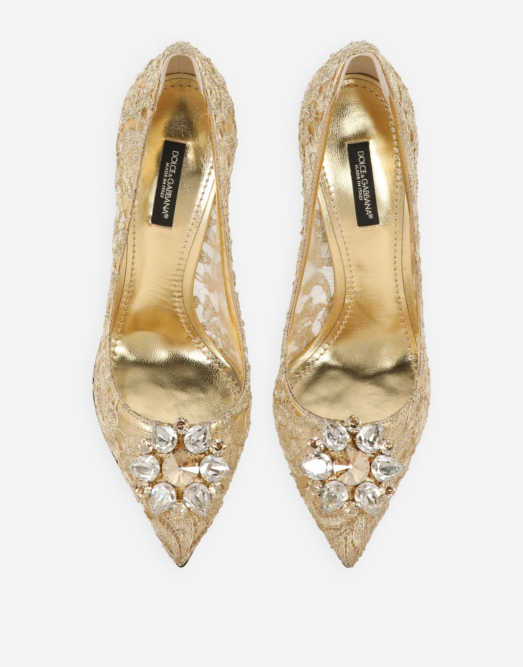 Lurex lace rainbow pumps with brooch detailing