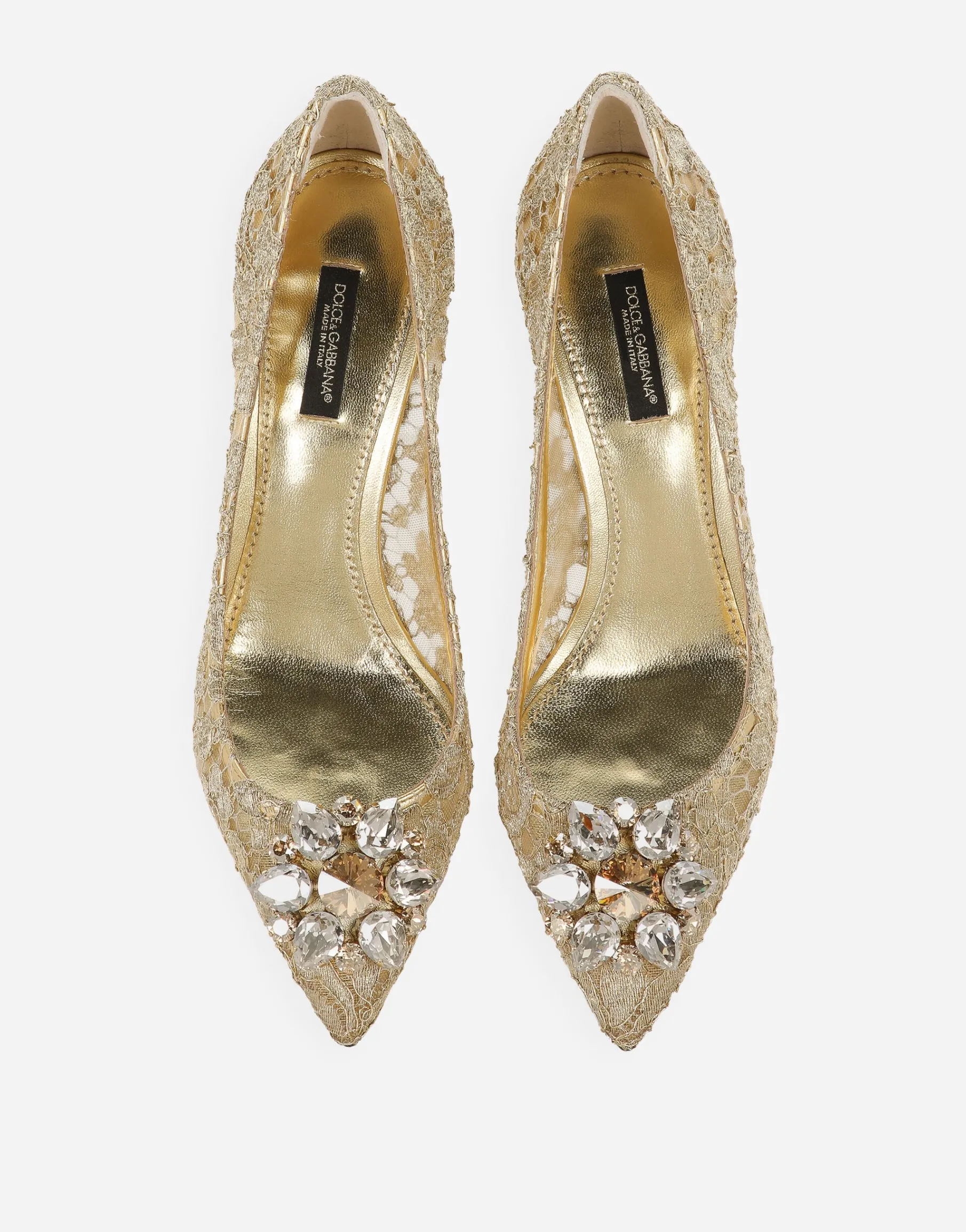 Lurex lace rainbow pumps with brooch detailing