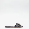 Lurex lace rainbow slides with brooch detailing