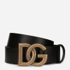 Lux leather belt with crossover DG logo buckle
