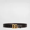 Lux leather belt with crossover DG logo buckle