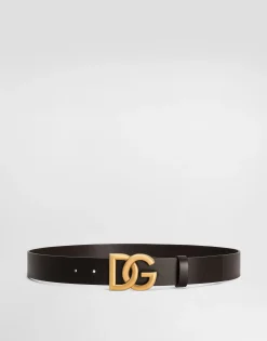 Lux leather belt with crossover DG logo buckle