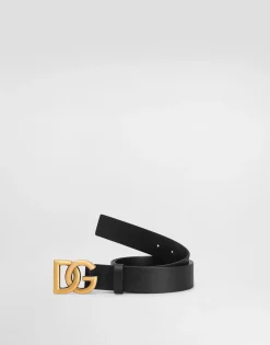 Lux leather belt with crossover DG logo buckle