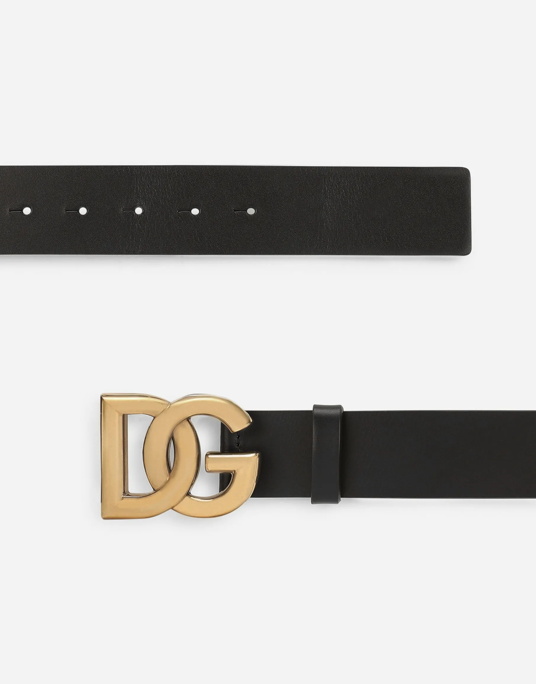 Lux leather belt with crossover DG logo buckle