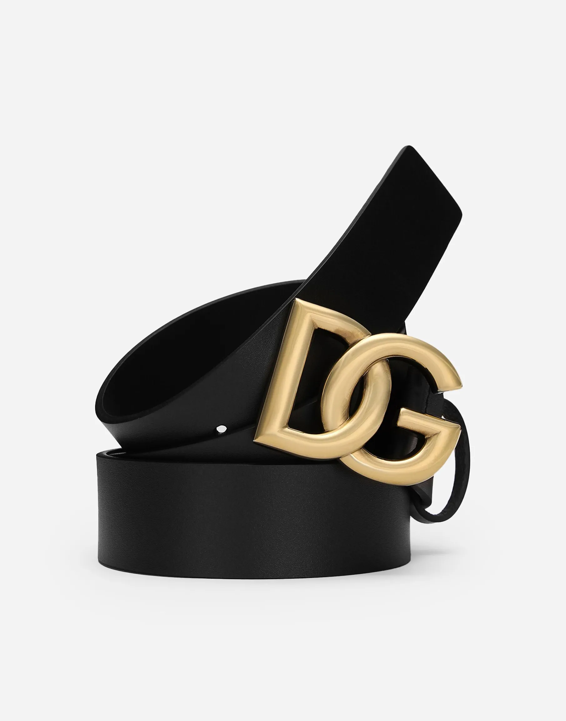 Lux leather belt with crossover DG logo buckle