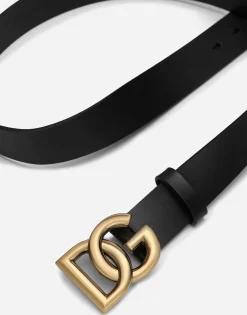 Lux leather belt with crossover DG logo buckle