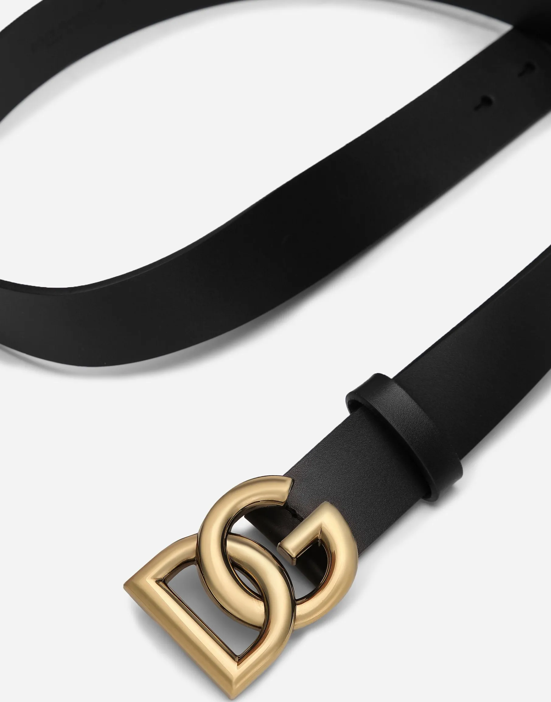 Lux leather belt with crossover DG logo buckle