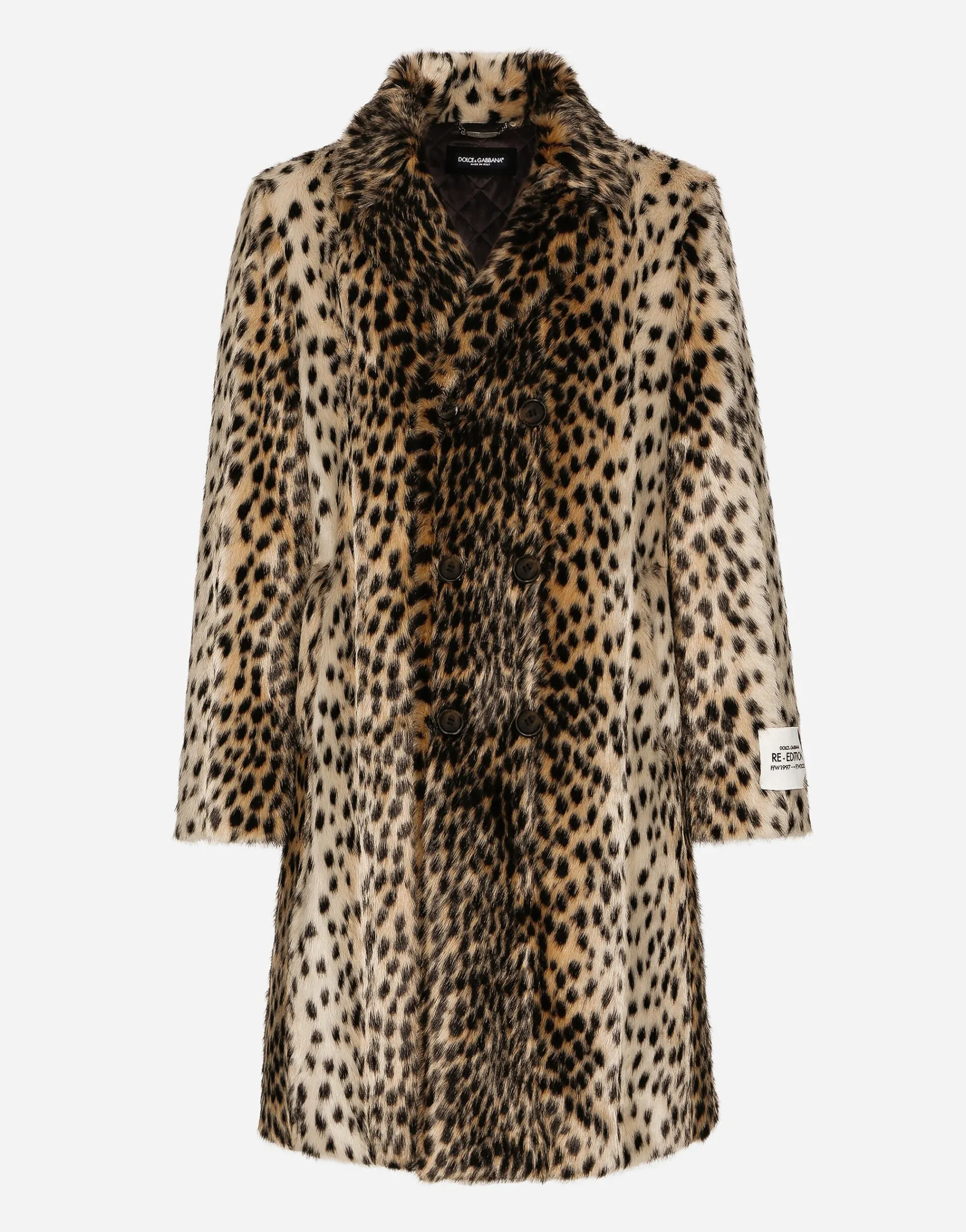 Lynx-effect jacquard faux fur coat