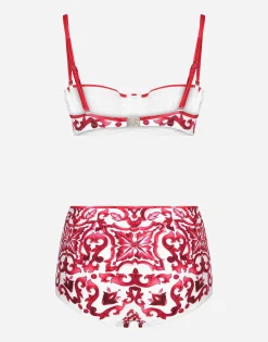 Majolica print balconette bikini top and bottoms