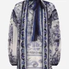 Majolica print chiffon shirt