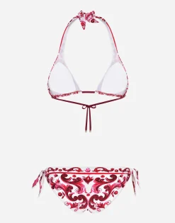 Majolica print padded triangle bikini