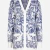 Majolica-design silk jacquard cardigan