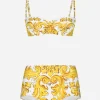 Majolica-print balconette bikini top and bottoms