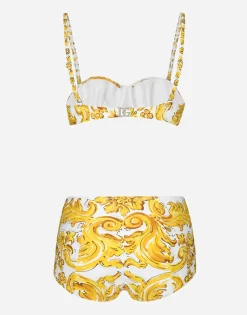 Majolica-print balconette bikini top and bottoms