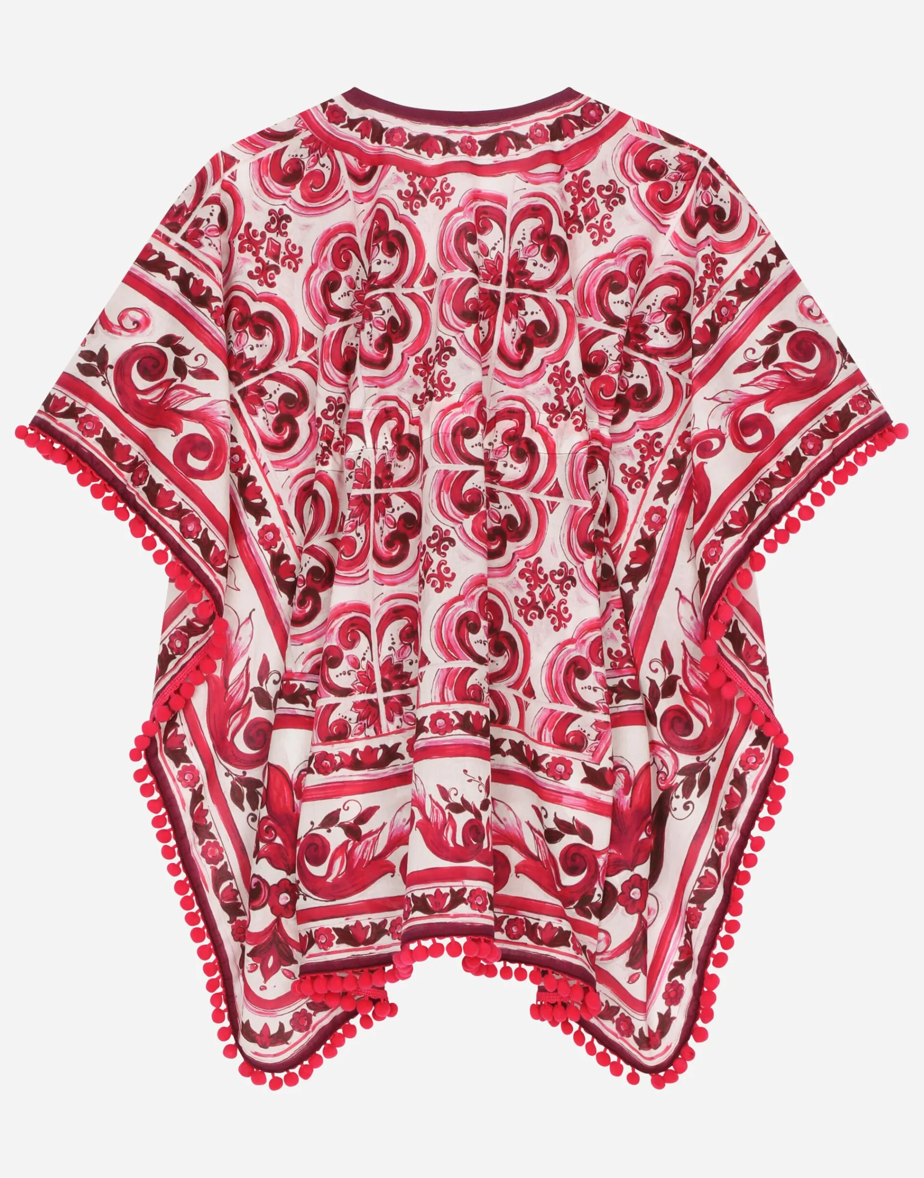 Majolica-print batiste caftan with drawstring waist
