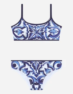 Majolica-print bikini