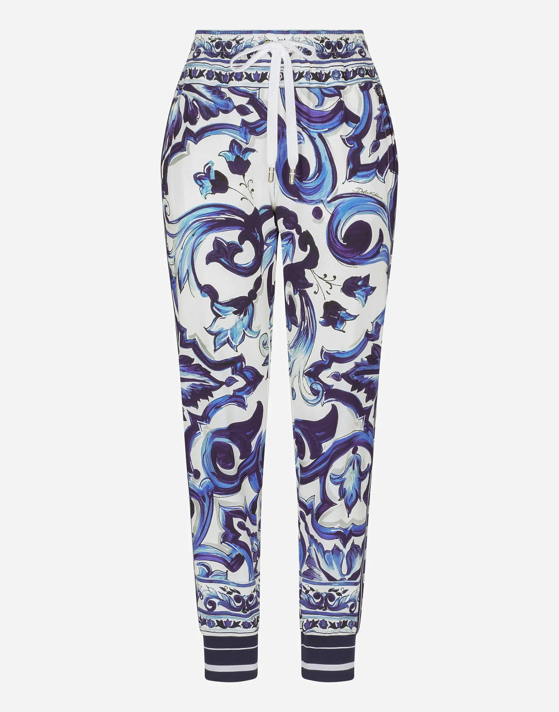 Majolica-print cady jogging pants