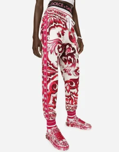 Majolica-print cady jogging pants