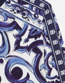 Majolica-print cady sweatshirt with zipper