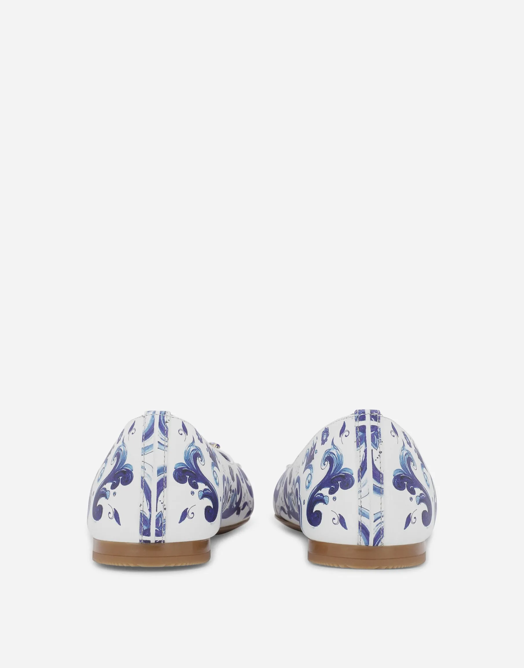 Majolica-print calfskin ballet flats