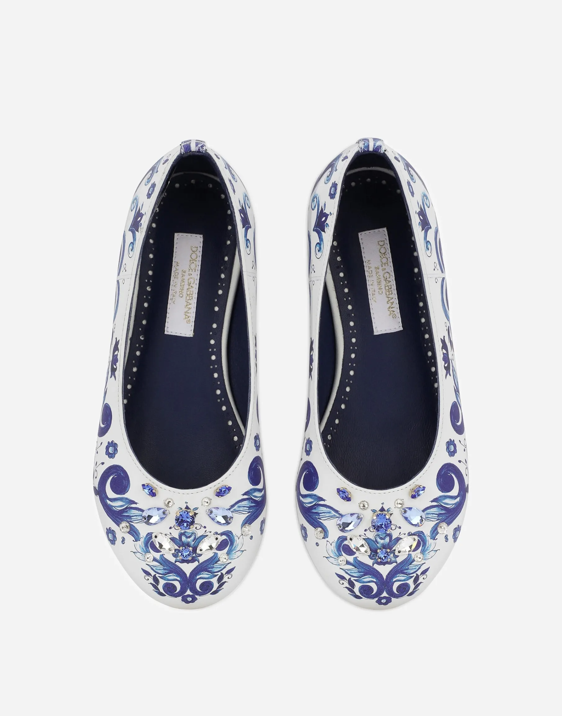 Majolica-print calfskin ballet flats